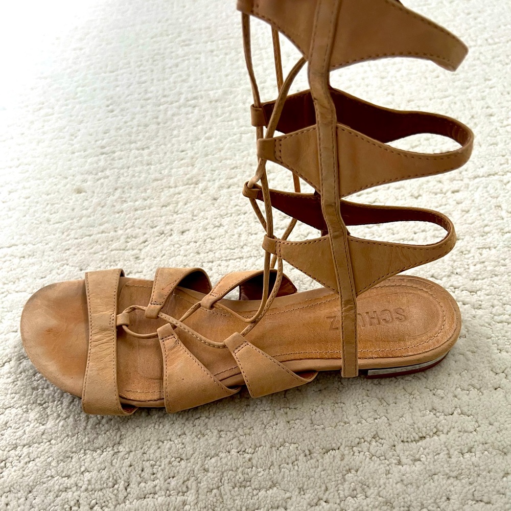 Schutz Tan Suede Gladiator Sandals Size 9.5